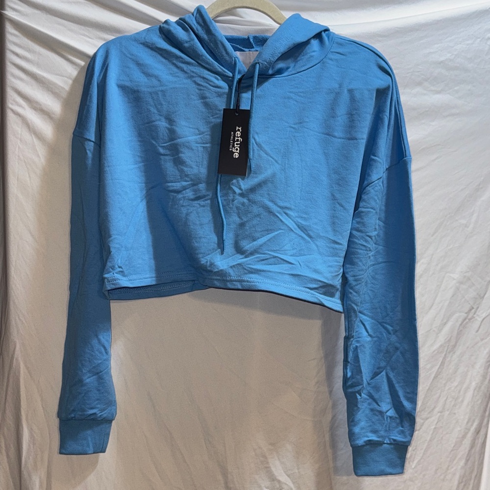Refuge Light Blue Cropped Hoodie